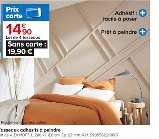 lot de 4 tasseaux adhésifs à peindre