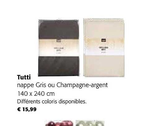nappe gris ou champagne-argent 140 x 240 cm tutti