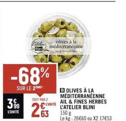 olives à la méditerranéenne ail & fines herbes l'atelier blini