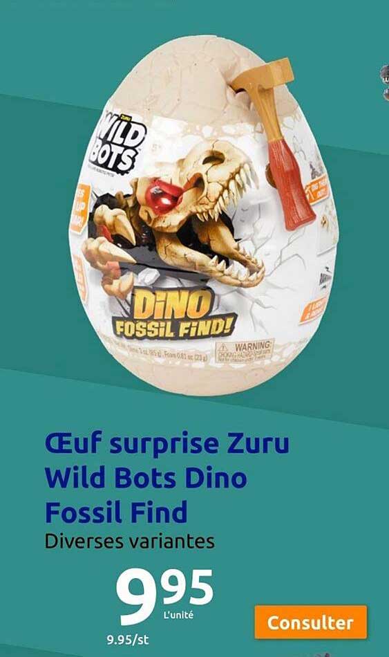œuf surprise zuru wild bots dino fossil find