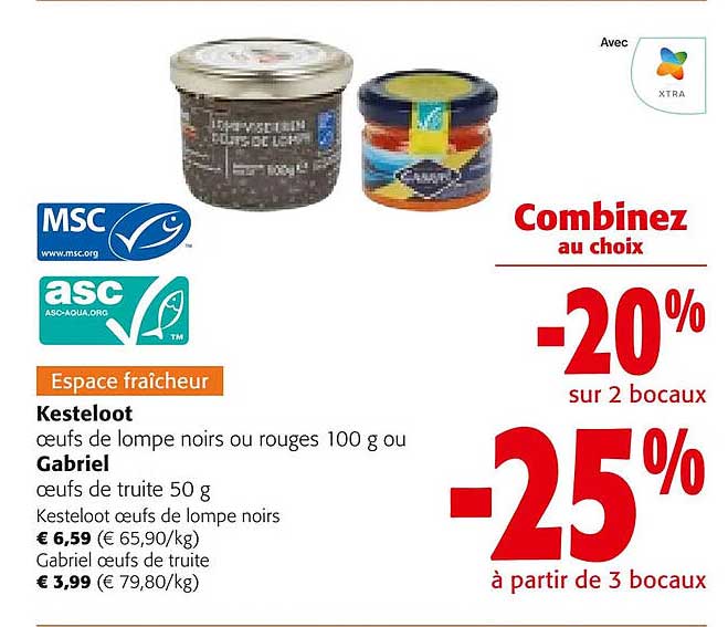 œufs de lompe noirs ou rouges kesteloot ou œufs de truite gabriel