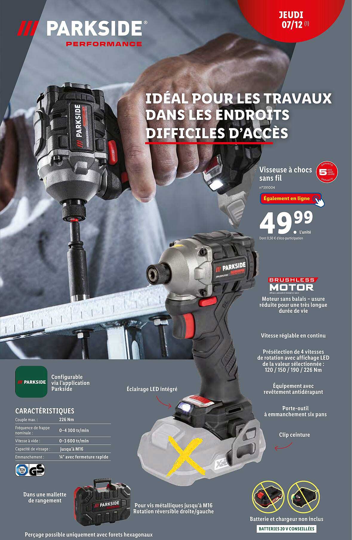 parkside visseuse à chocs sans fil