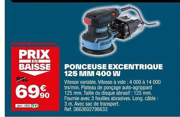 ponceuse excentrique 125 mm 400 w