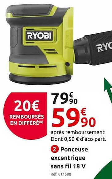 ponceuse excentrique sans fil 18 v ryobi