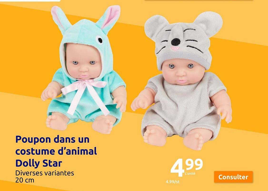 poupon dans un costume d'animal dolly star