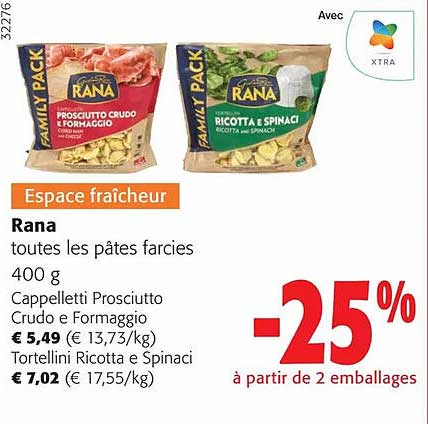 rana toutes les pâtes farcies cappelletti prosciutto
