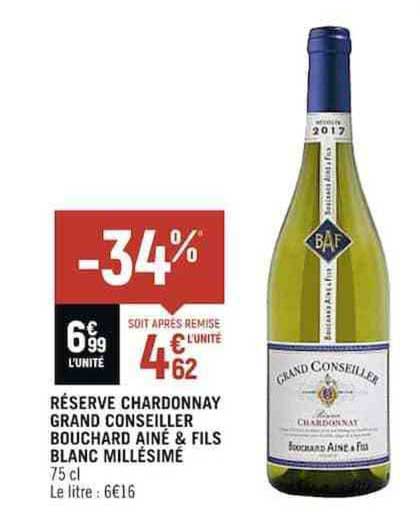 réserve chardonnay grand conseiller bouchard ainé & fils blanc millésimé