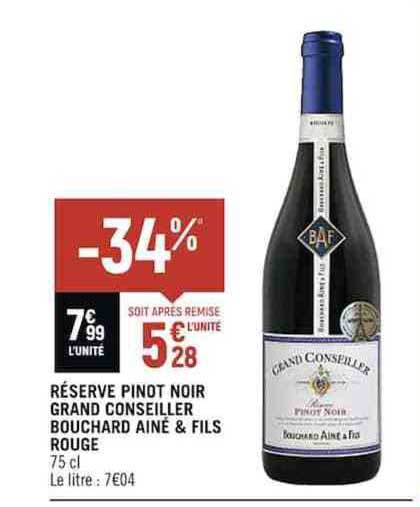 réserve pinot noir grand conseiller bouchard ainé & fils rouge