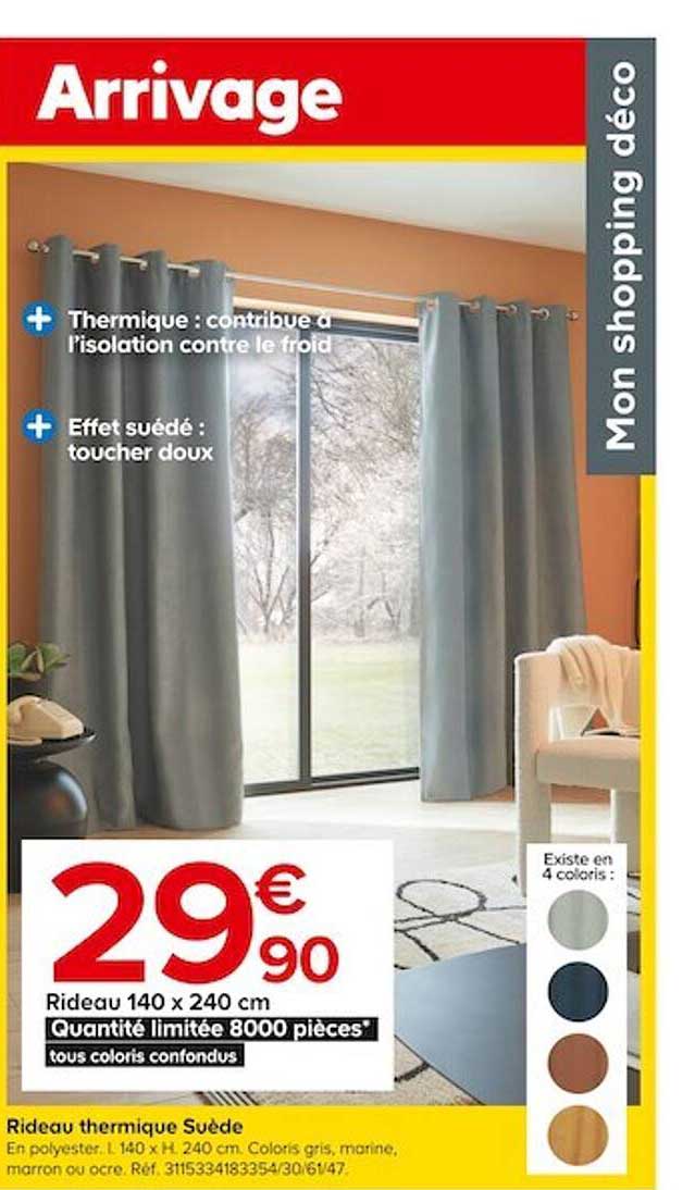 rideau 140 x 240 cm thermique suède