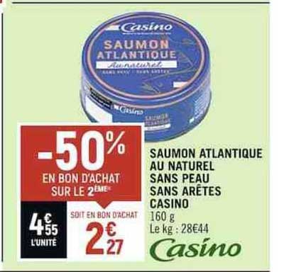 saumon atlantique au naturel sans peau sans arêtes casino