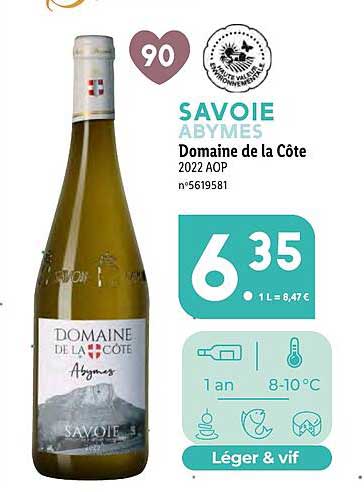 Savoie Abymes Domaine De La Côte 2022 Aop