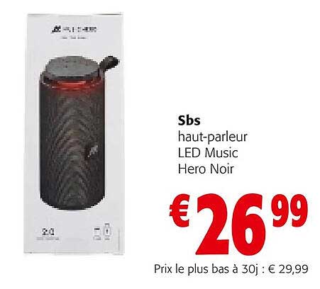 sbs haut-parleur led music hero noir