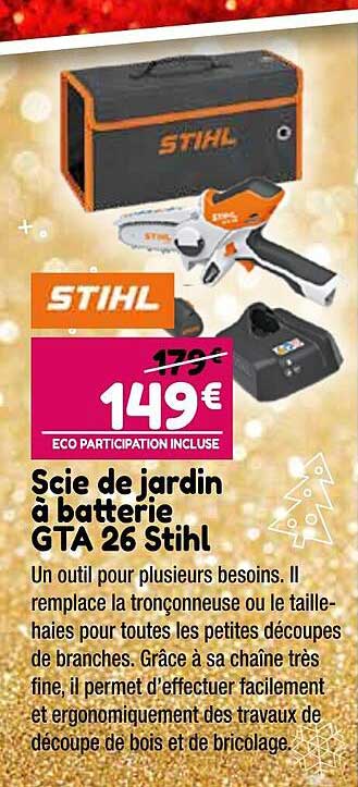 scie de jardin à batterie gta 26 stihl