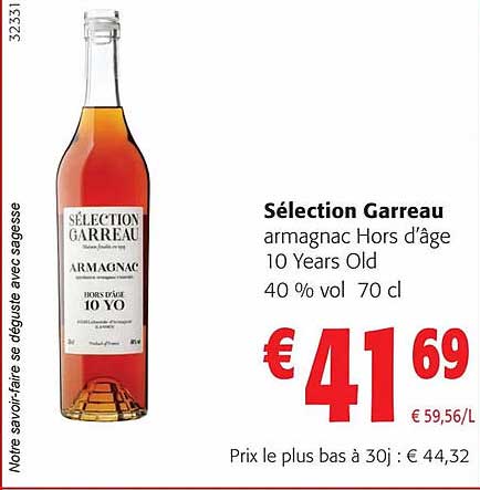 sélection garreau armagnac hors d'âges 10 years old