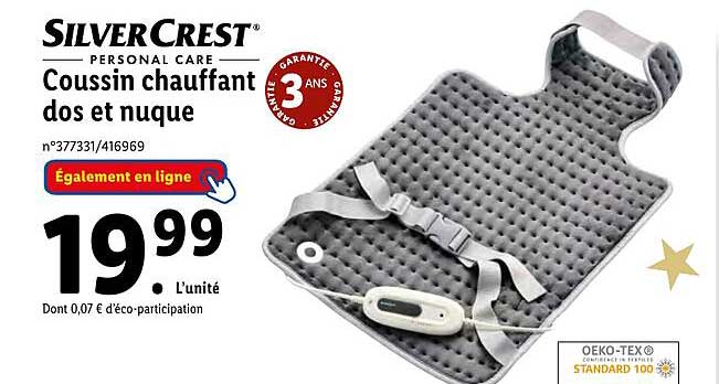 silvercrest coussin chauffant dos et nuque