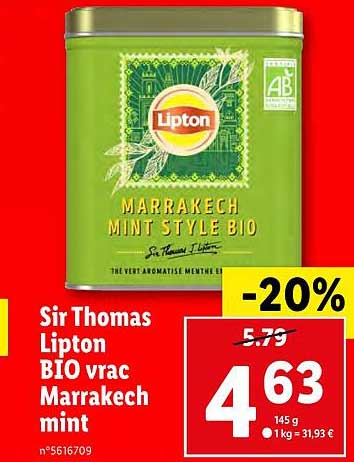 sir thomas lipton bio vrac marrakech mint