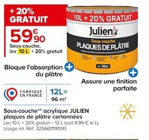 sous-couche acrylique julien plaques de plâtre cartonnées