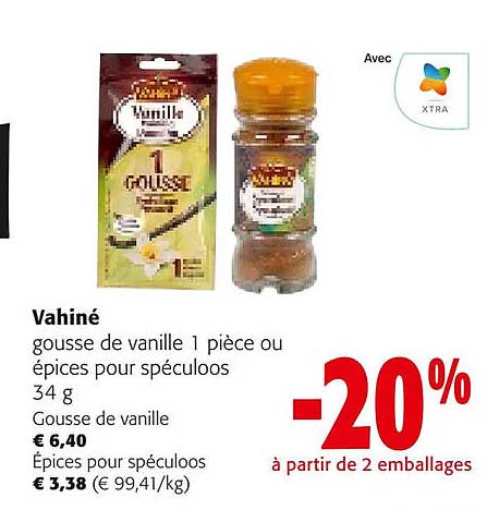 vahiné gousse de vanille 1 pièce ou épices pour spéculoos