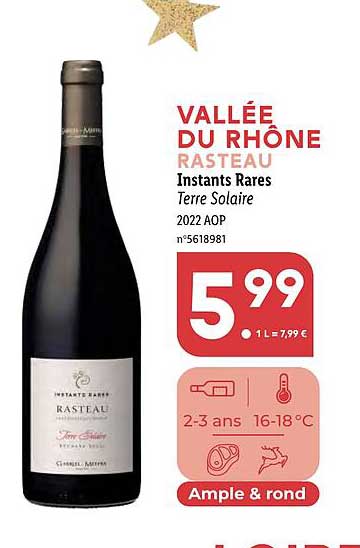 vallée du rhône rasteau instants rares terre solaire 2022 aop