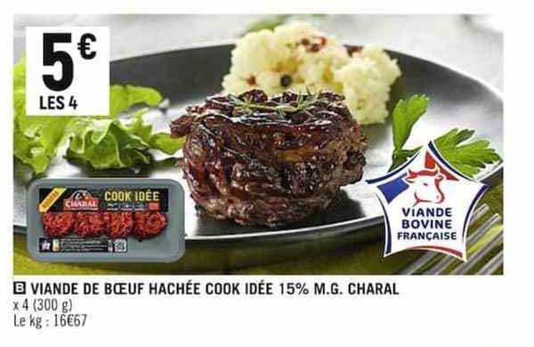 viande de bœuf hachée cook idée 15% m.g. charal
