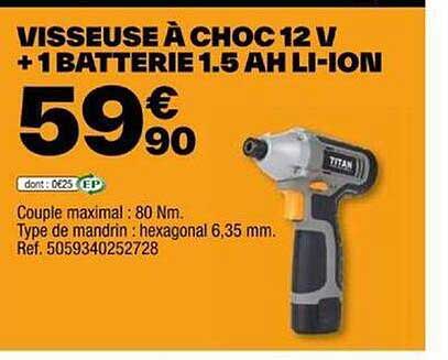 visseuse à choc  12v + 1 batterie 1.5 ah li-ion