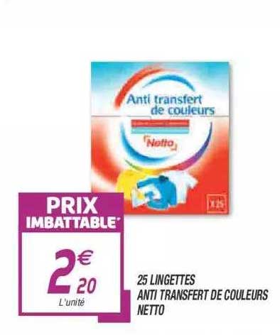 25 lingettes anti transfert de couleurs netto