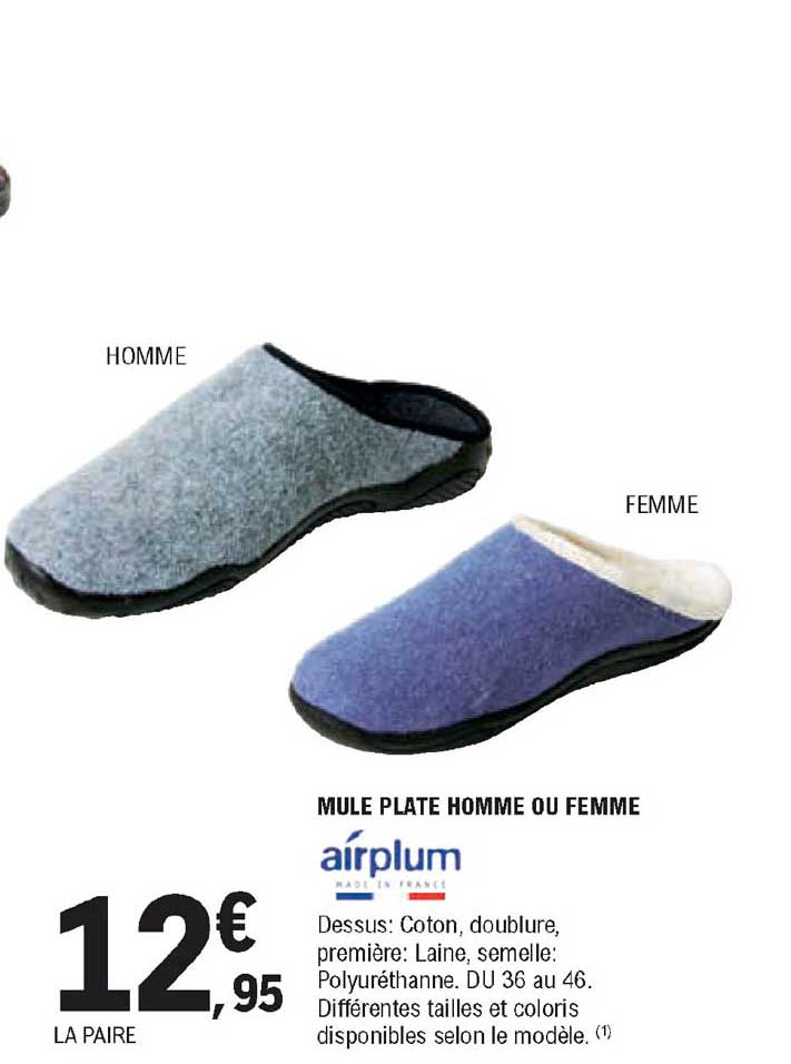 Airplum Mule Plate Homme Ou Femme