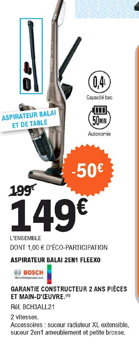 Aspirateur Balais 2en1 Fleexo Bosch