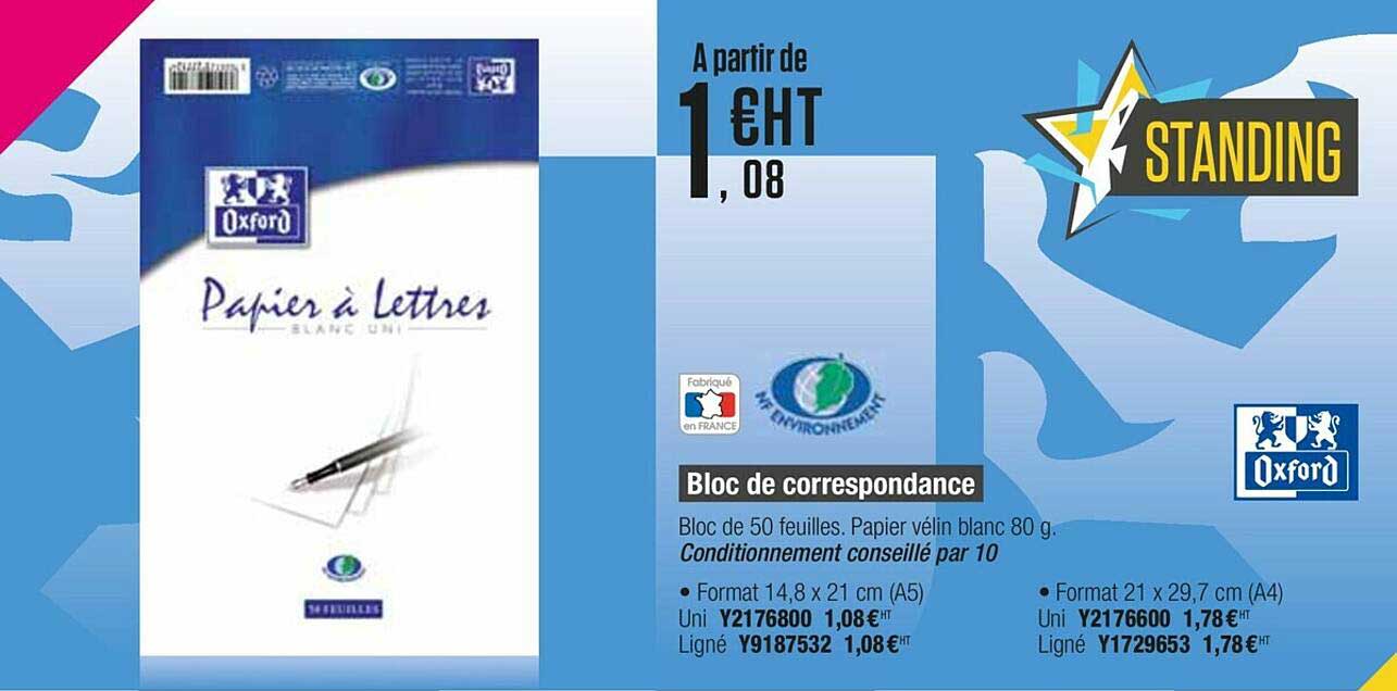 bloc de correspondance oxford