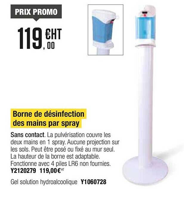 borne de désinfection des mains par spray
