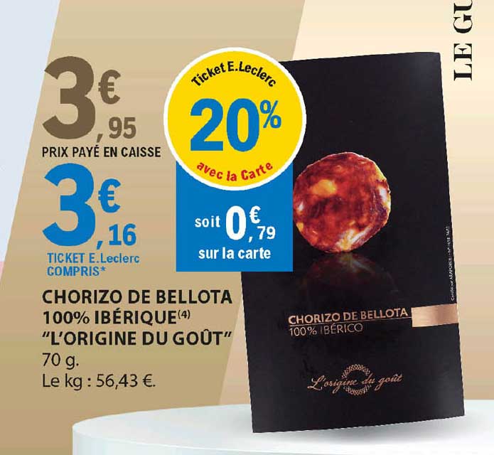chorizo de bellota 100% ibérique  "l'origine du goût"