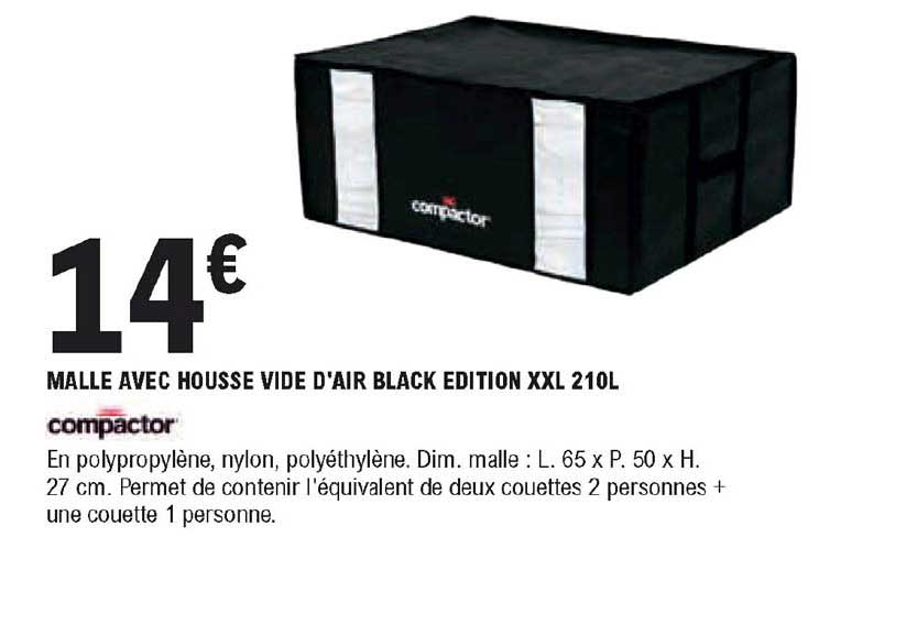 compactor malle avec housse vide d'air black edition XXL 210l