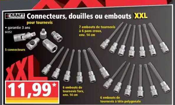 connecteurs, douilles ou embouts pour tournevis kraft