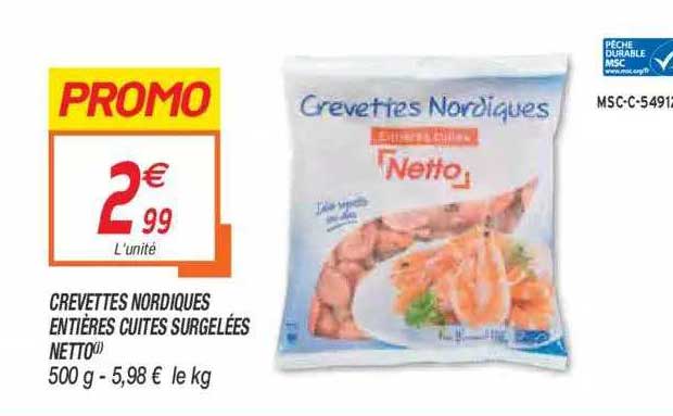 Crevettes Nordiques Entières Cuites Surgelées Netto