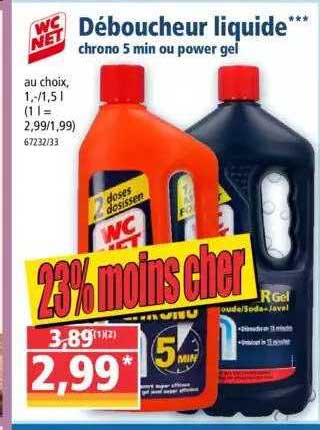 déboucheur liquide chrono 5 mini ou power gel wc net
