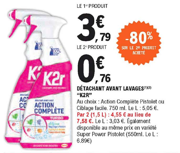 détachant avant lavage k2r