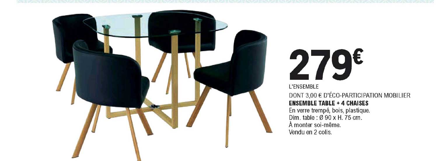 Ensemble Table + 4 Chaises