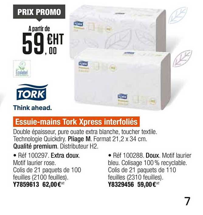 essuie-mains tork xpress interfoliés tork