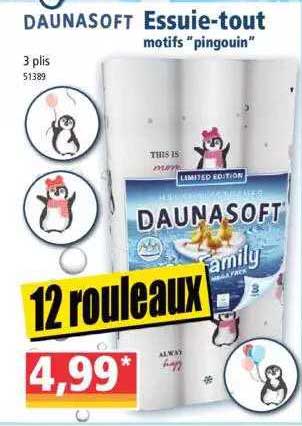 Essuie-tout Motifs "pingouin" Daunasoft