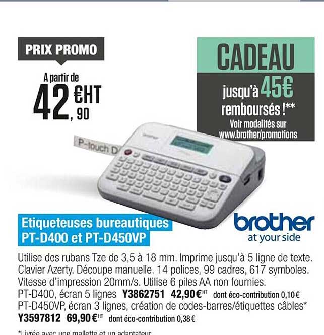 étiqueteuses bureautiques pt-d400 et pt-d450vp brother