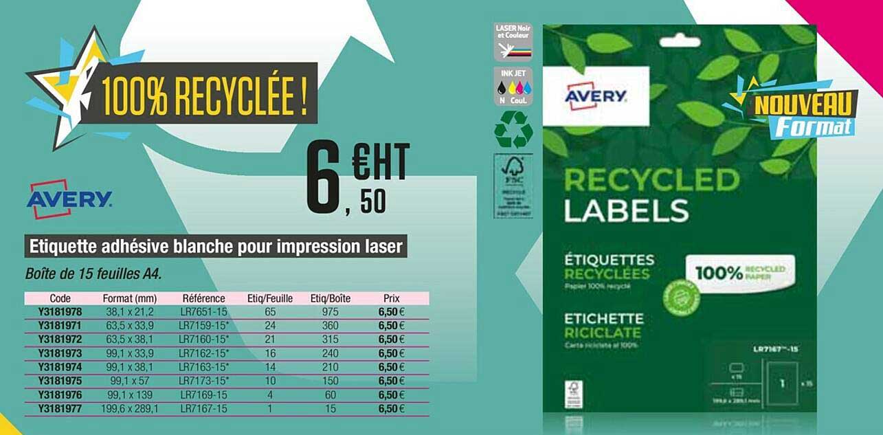 étiquette Adhésive Blanche Pour Impression Laser Avery