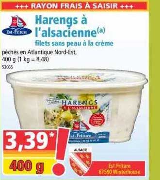 harengs à l'alsacienne filets sans peau à la crème