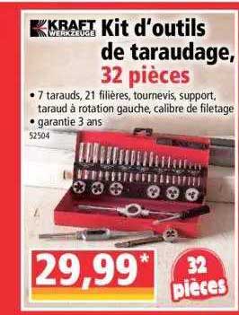 kit d'outils de taraudage, 32 pièces kraft werkzeuge