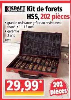 kit de forets hss, 202 pièces kraft werkzeuge