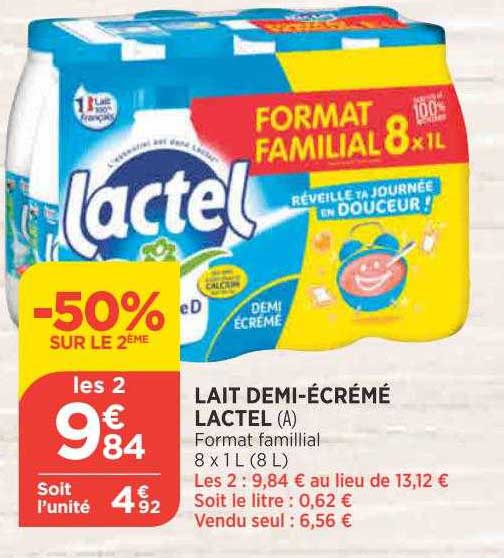 lait demi-écrémé lactel