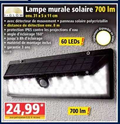 lampe murale solaire 700 lm i-glow
