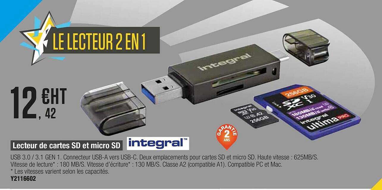 lecteur de cartes sd et micro sd intégral