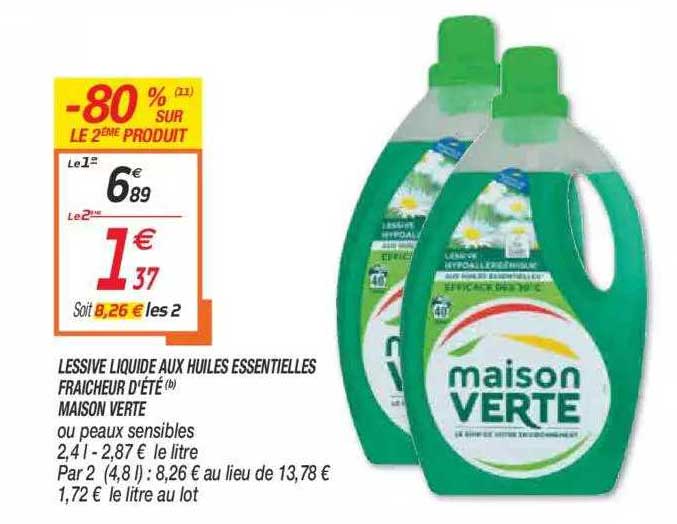 lessive liquide aux huiles essentielles fraîcheur d'été maison verte