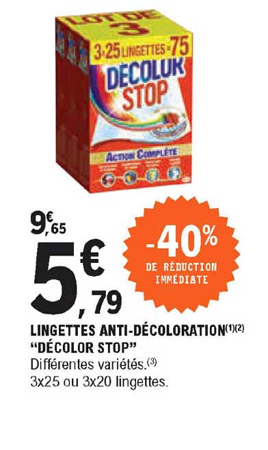 lingettes anti-décoloration "décolor stop"