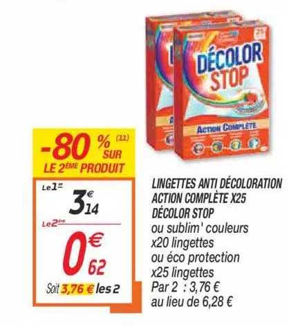 lingettes anti décoloration action complète x25 décolor stop